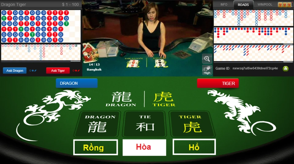 Giao diện game Rồng Hổ tại nhà cái RR88