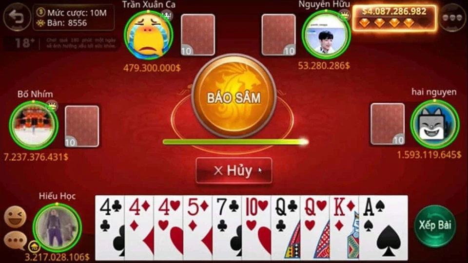 Giao diện bàn chơi Sâm lốc tại RR88